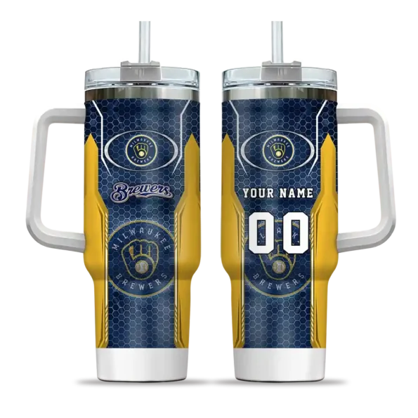 custom milwaukee brewers hexagon armor navy blue curved tumbler best selling 1.webp