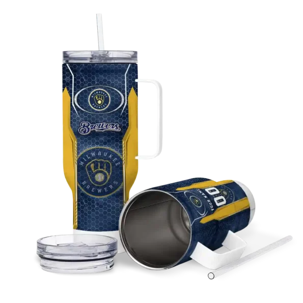 custom milwaukee brewers hexagon armor navy blue curved tumbler high quality 1.webp