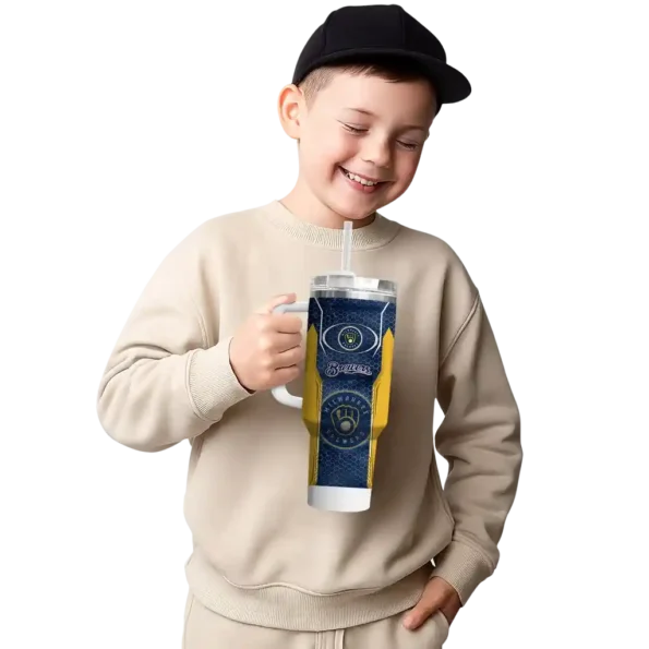 custom milwaukee brewers hexagon armor navy blue curved tumbler latest model 1.webp
