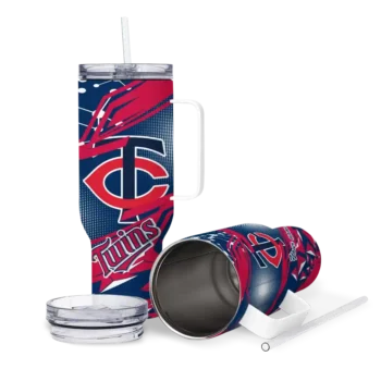 custom minnesota twins abstract paths navy curved tumbler high quality 1.webp