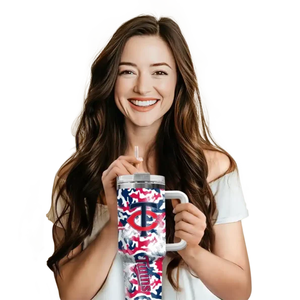 custom minnesota twins camo mashup navy white curved tumbler premium grade 1.webp