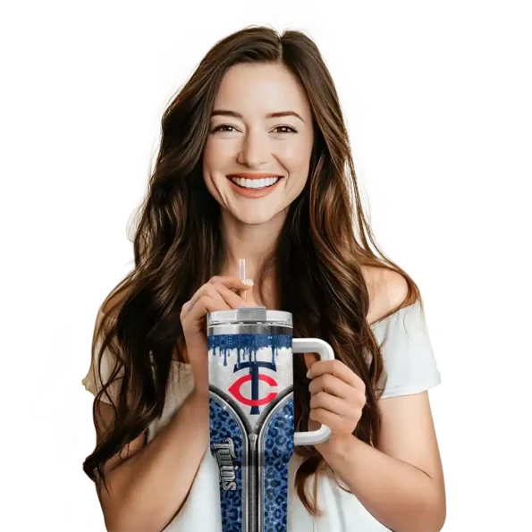 custom minnesota twins leopard zipper navy curved tumbler premium grade 1.webp