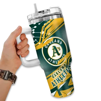 custom oakland athletics abstract paths green curved tumbler fashion forward 1.webp