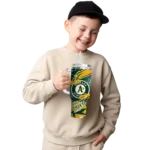 custom oakland athletics abstract paths green curved tumbler best selling 1.webp