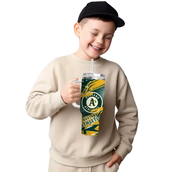 custom oakland athletics abstract paths green curved tumbler latest model 1.webp