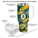 custom oakland athletics abstract paths green curved tumbler best selling 1.webp