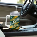custom oakland athletics abstract paths green curved tumbler best selling 1.webp