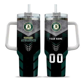 custom oakland athletics arrow armor green black curved tumbler best selling 1.webp