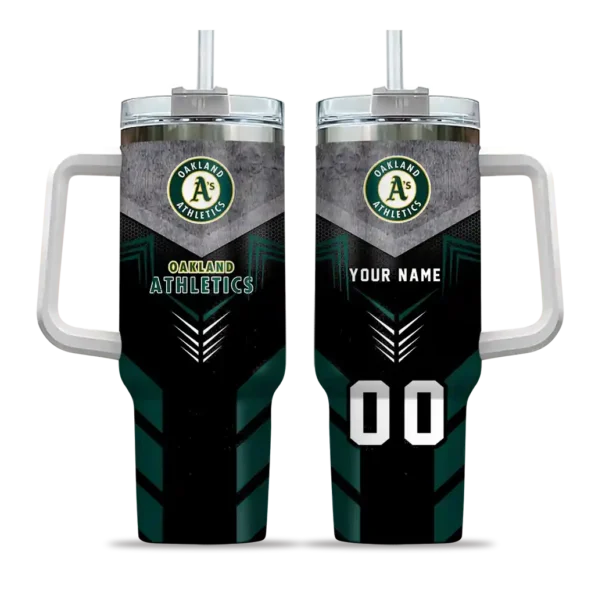 custom oakland athletics arrow armor green black curved tumbler best selling 1.webp