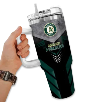 custom oakland athletics arrow armor green black curved tumbler fashion forward 1.webp