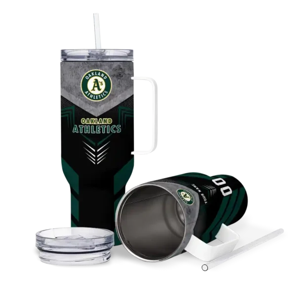 custom oakland athletics arrow armor green black curved tumbler high quality 1.webp