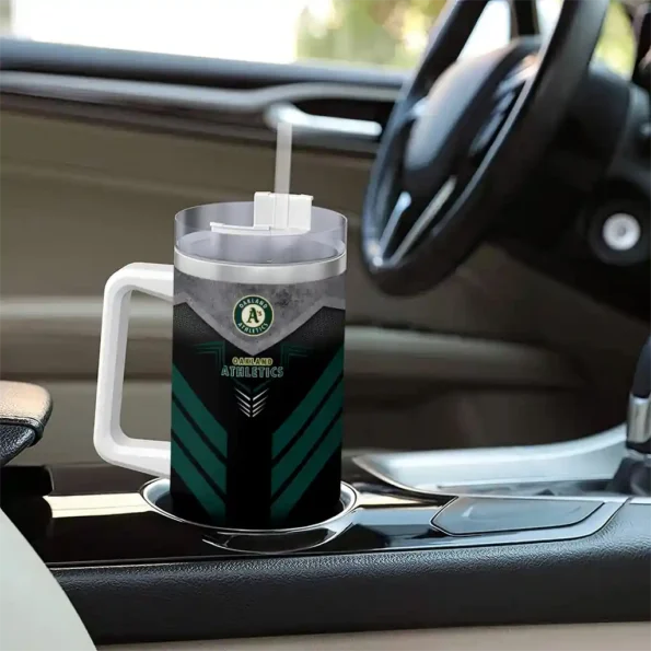 custom oakland athletics arrow armor green black curved tumbler trendy 1.webp