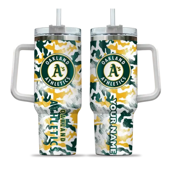 custom oakland athletics camo mashup green white curved tumbler best selling 1.webp
