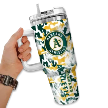custom oakland athletics camo mashup green white curved tumbler fashion forward 1.webp