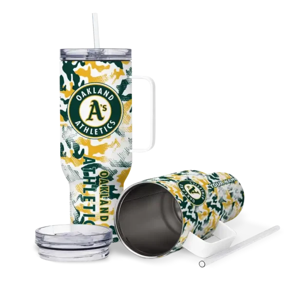 custom oakland athletics camo mashup green white curved tumbler high quality 1.webp