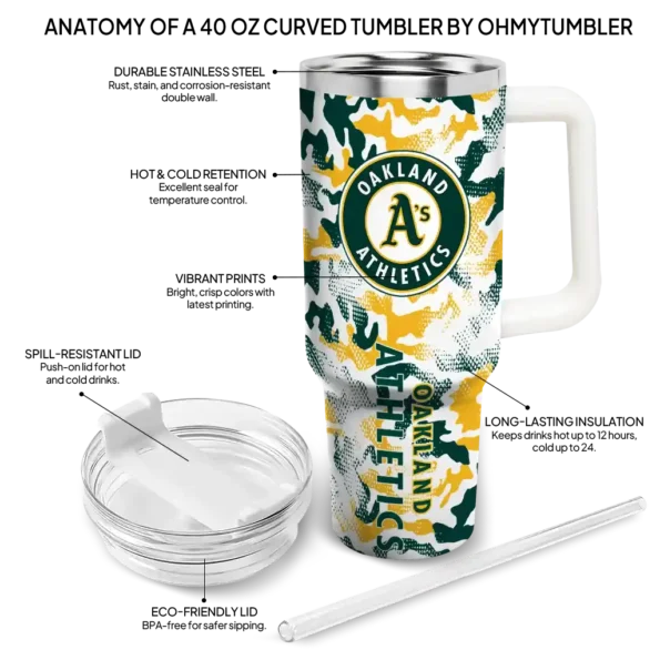 custom oakland athletics camo mashup green white curved tumbler new arrival 1.webp