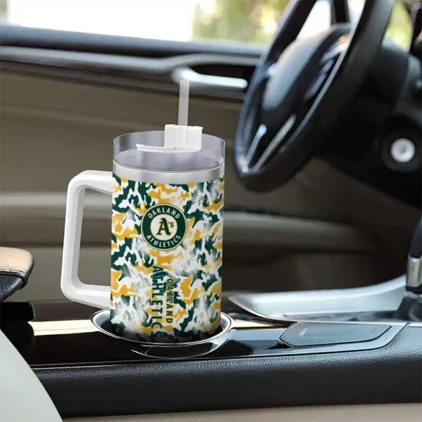 custom oakland athletics camo mashup green white curved tumbler trendy 1.webp