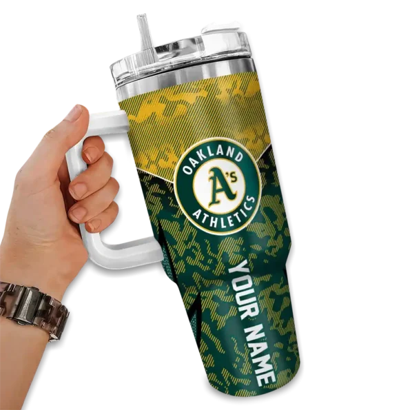 custom oakland athletics chevron stripe green curved tumbler fashion forward 1.webp