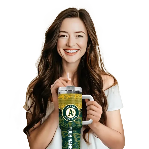 custom oakland athletics chevron stripe green curved tumbler premium grade 1.webp