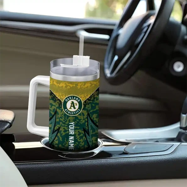 custom oakland athletics chevron stripe green curved tumbler trendy 1.webp