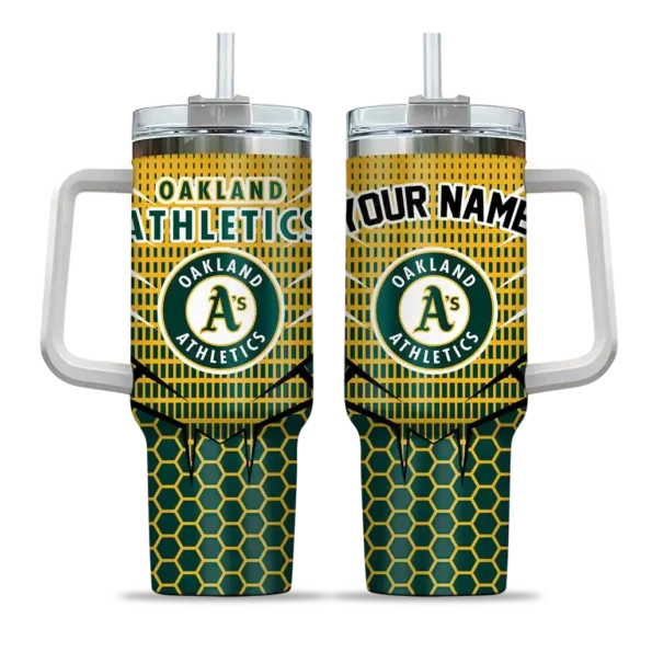 custom oakland athletics hex texture green curved tumbler best selling 1.webp
