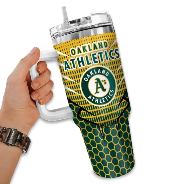 custom oakland athletics hex texture green curved tumbler fashion forward 1.webp