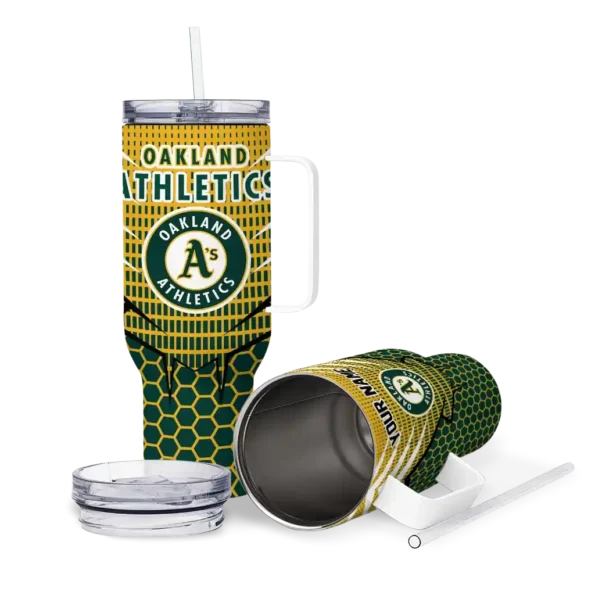 custom oakland athletics hex texture green curved tumbler high quality 1.webp