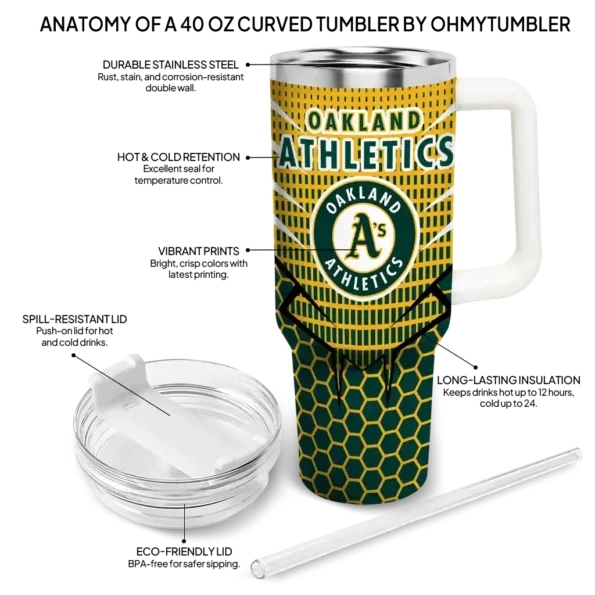 custom oakland athletics hex texture green curved tumbler new arrival 1.webp