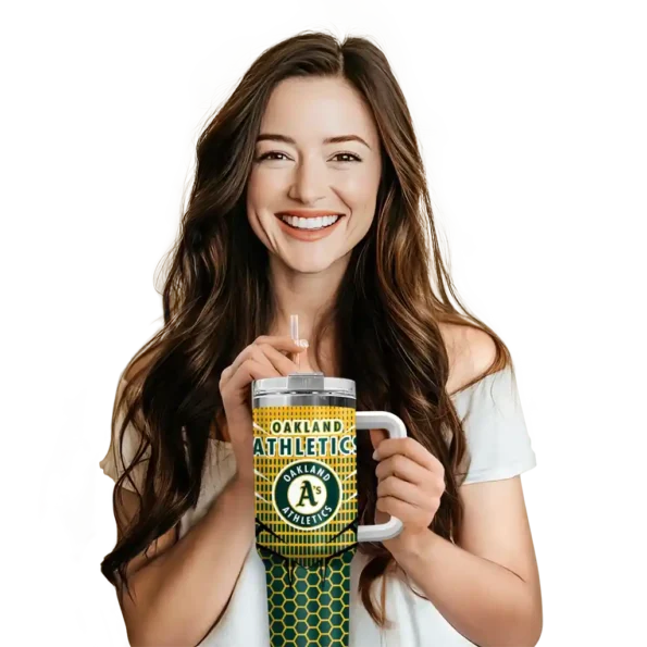 custom oakland athletics hex texture green curved tumbler premium grade 1.webp