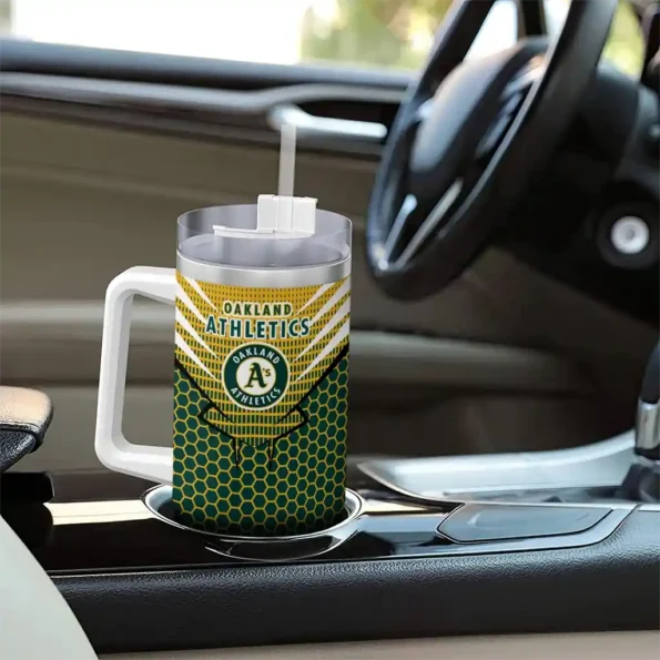 custom oakland athletics hex texture green curved tumbler trendy 1.webp
