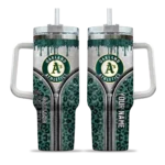 custom oakland athletics leopard zipper green curved tumbler best selling 1.webp
