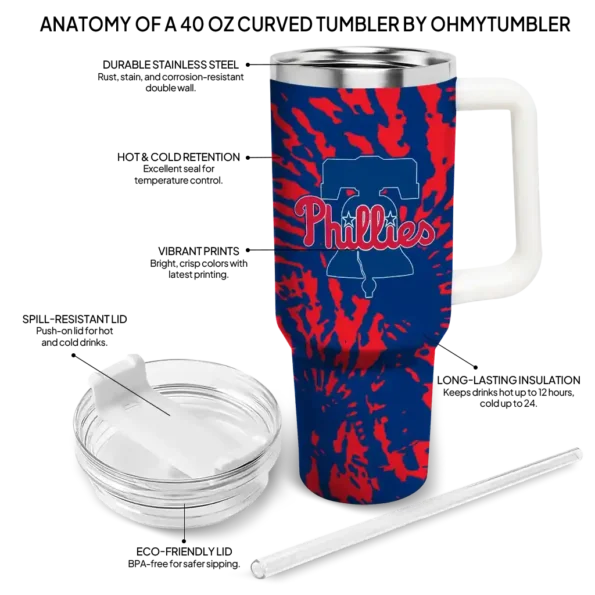 custom philadelphia phillies burst swirl blue curved tumbler new arrival 1.webp