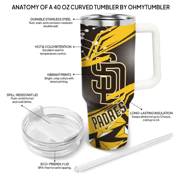 custom san diego padres abstract paths brown curved tumbler new arrival 1.webp