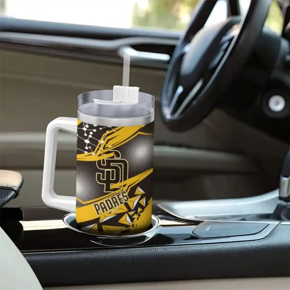 custom san diego padres abstract paths brown curved tumbler trendy 1.webp