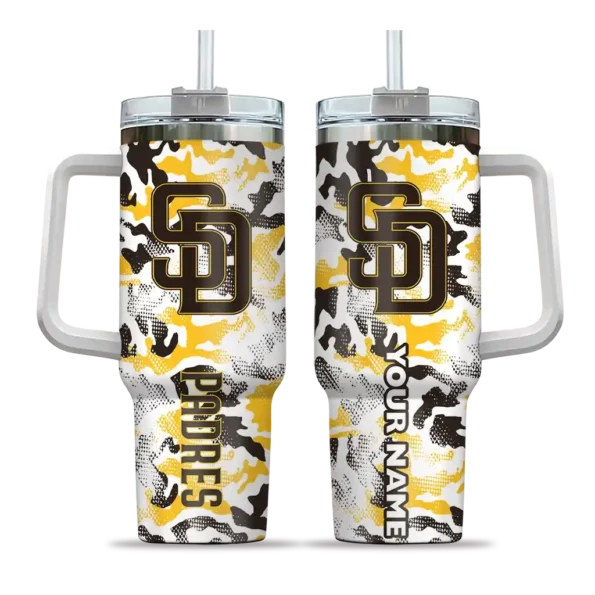 custom san diego padres camo mashup brown white curved tumbler best selling 1.webp