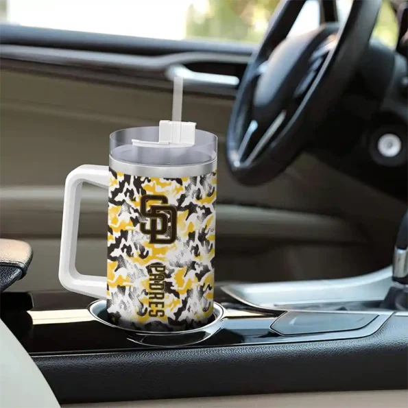 custom san diego padres camo mashup brown white curved tumbler trendy 1.webp