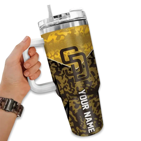 custom san diego padres chevron stripe brown curved tumbler fashion forward 1.webp