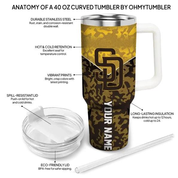 custom san diego padres chevron stripe brown curved tumbler new arrival 1.webp