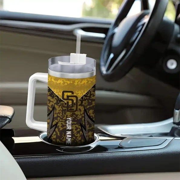 custom san diego padres chevron stripe brown curved tumbler trendy 1.webp