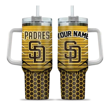 custom san diego padres hex texture brown curved tumbler best selling 1.webp