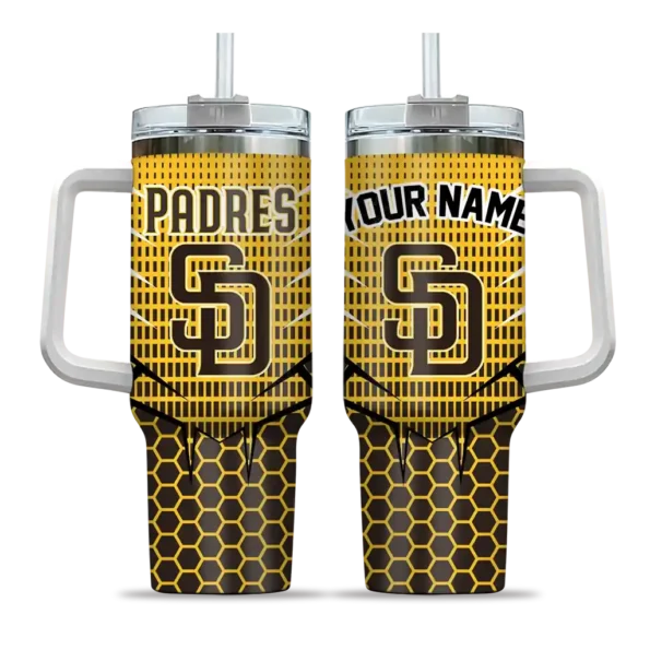 custom san diego padres hex texture brown curved tumbler best selling 1.webp