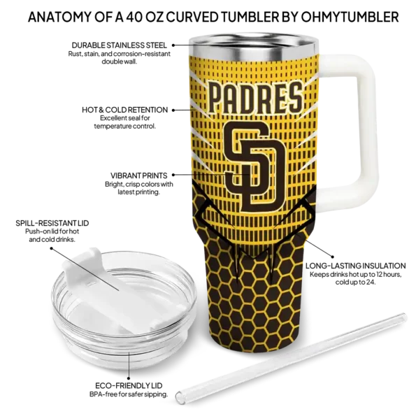 custom san diego padres hex texture brown curved tumbler new arrival 1.webp
