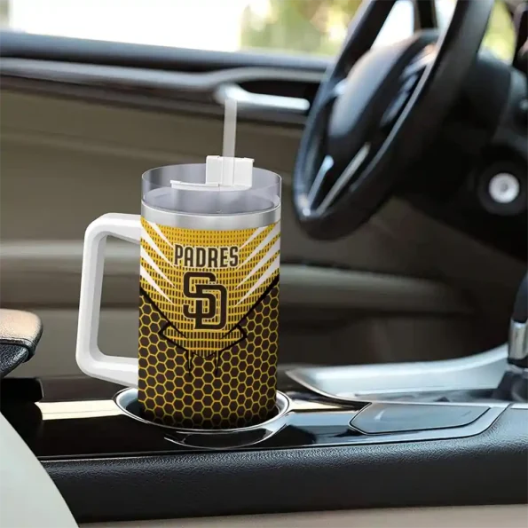 custom san diego padres hex texture brown curved tumbler trendy 1.webp
