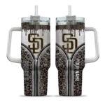 custom san diego padres leopard zipper brown curved tumbler best selling 1.webp