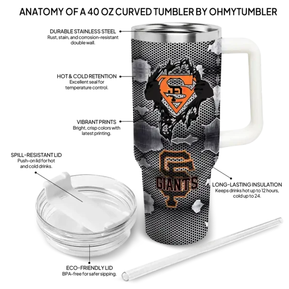 custom san francisco giants superman shield orange gray curved tumbler new arrival 1.webp
