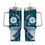 custom seattle mariners arrow burst navy blue curved tumbler best selling 1.webp