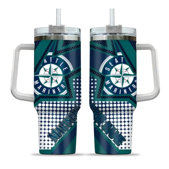 custom seattle mariners arrow burst navy blue curved tumbler best selling 1.webp