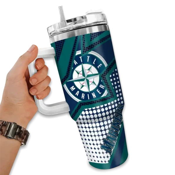 custom seattle mariners arrow burst navy blue curved tumbler fashion forward 1.webp