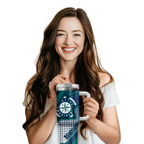 custom seattle mariners arrow burst navy blue curved tumbler premium grade 1.webp