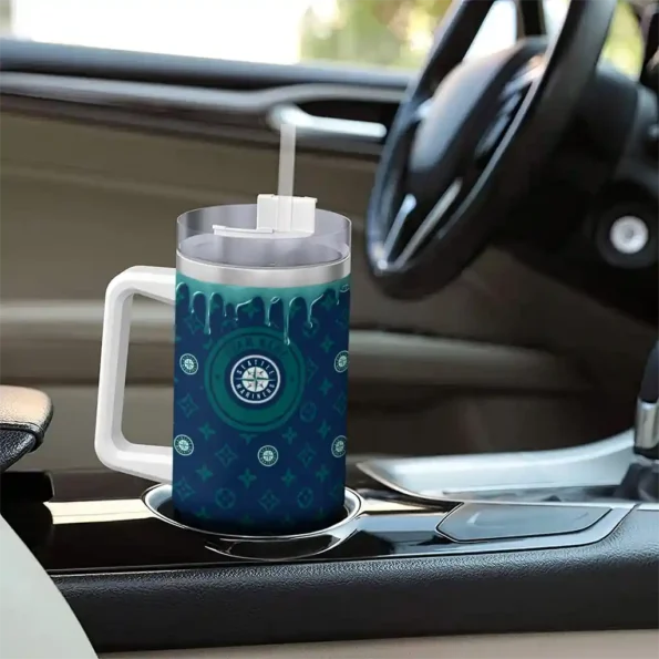 custom seattle mariners bullseye drips navy blue curved tumbler trendy 1.webp